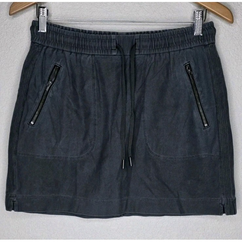 Athleta Farallon Skirt Gray Women 2 Elastic Waist Drawstring Zip Pockets Active